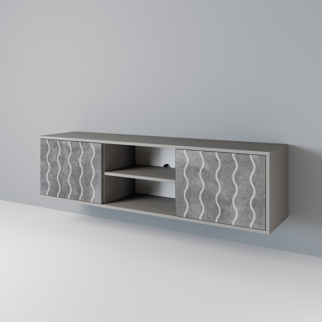 WAVES OF CONCRETE 2-Door TV Stand in Grey Finish
