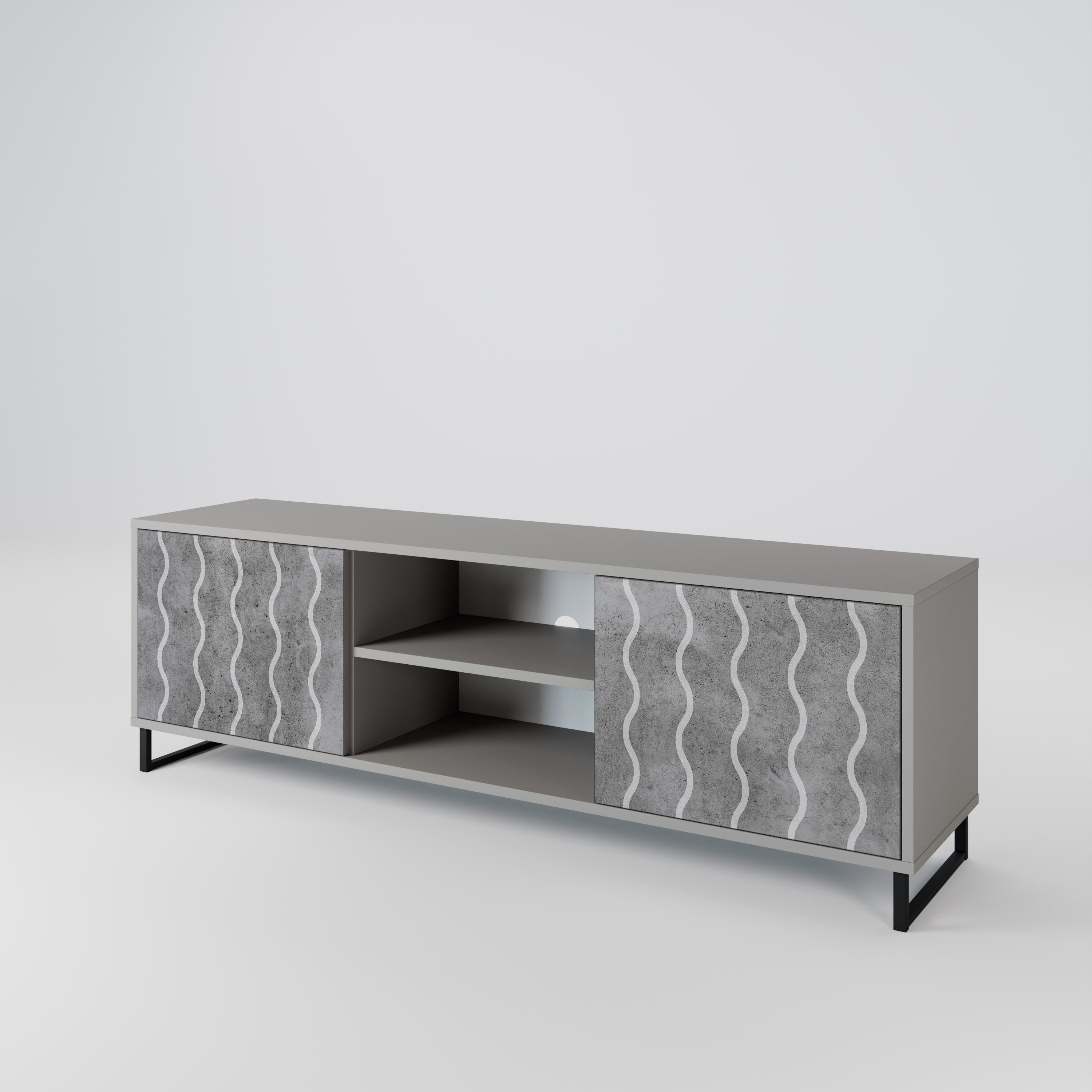 WAVES OF CONCRETE 2-Door TV Stand in Grey Finish