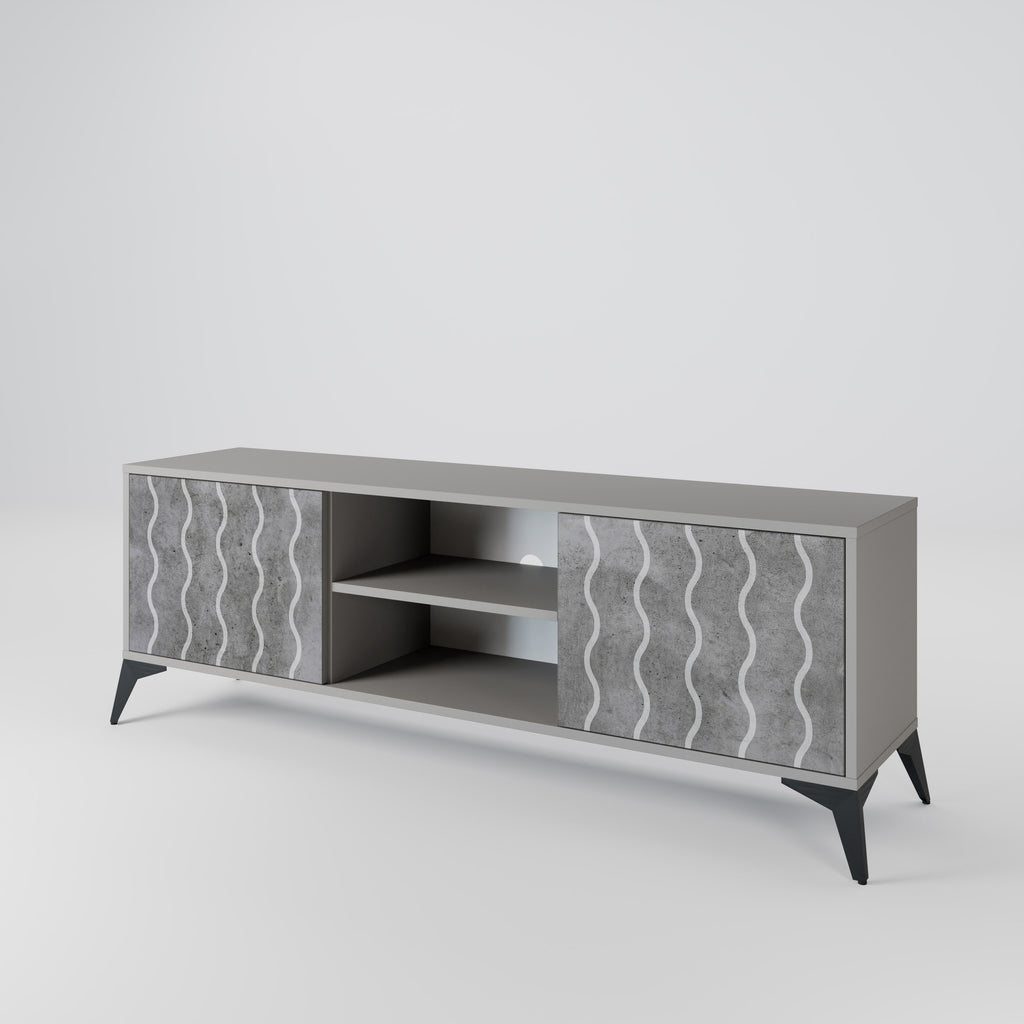 WAVES OF CONCRETE 2-Door TV Stand in Grey Finish