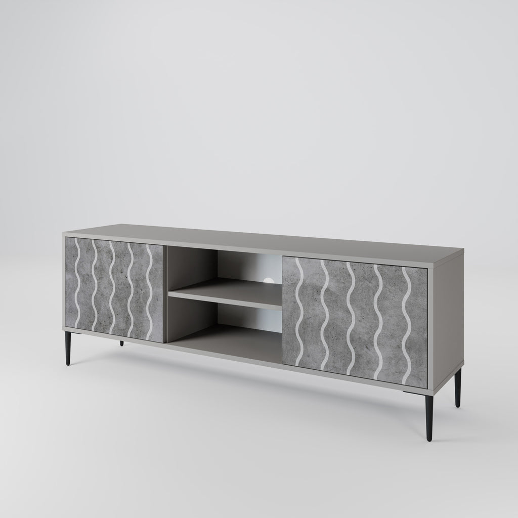 WAVES OF CONCRETE 2-Door TV Stand in Grey Finish