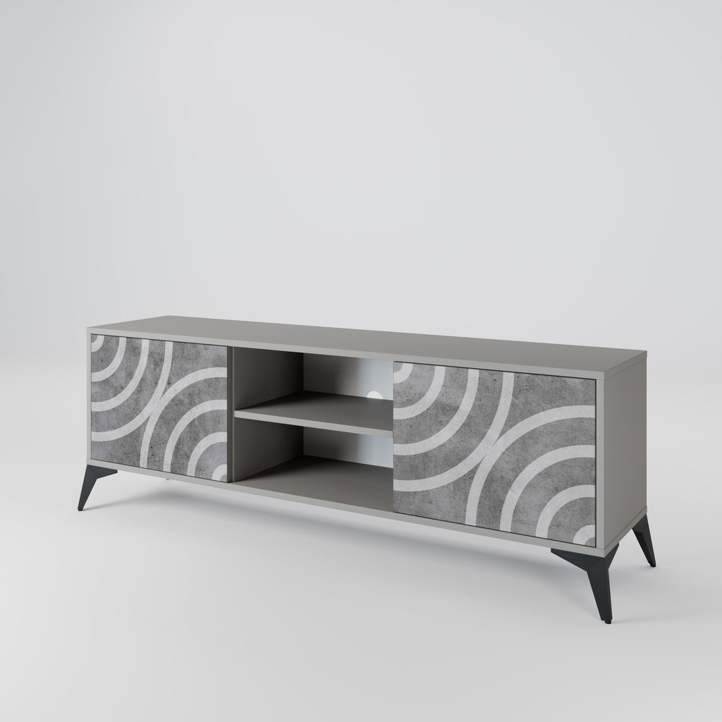 CIRCLE CONCRETE 2-Door TV Stand in Grey Finish
