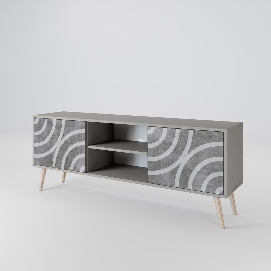 CIRCLE CONCRETE 2-Door TV Stand in Grey Finish