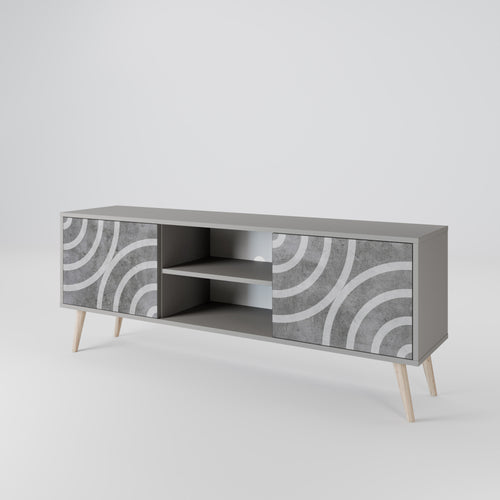 CIRCLE CONCRETE 2-Door TV Stand in Grey Finish