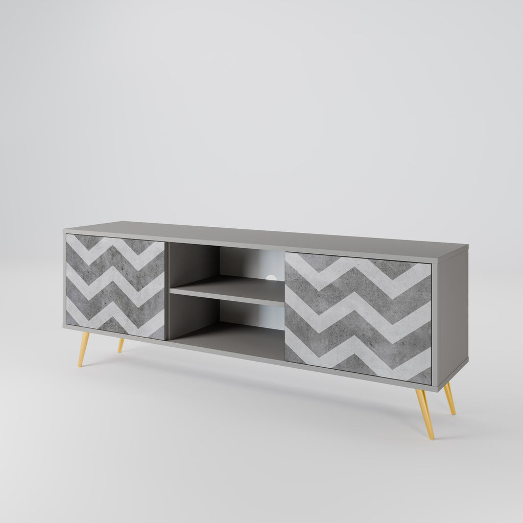 TOUGH ZIG ZAG 2-Door TV Stand in Grey Finish