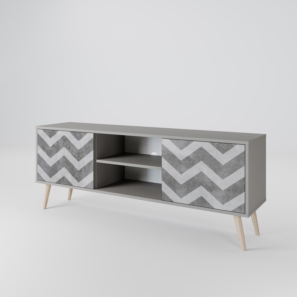 TOUGH ZIG ZAG 2-Door TV Stand in Grey Finish