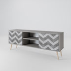 TOUGH ZIG ZAG Mueble de TV de 2 Puertas en Acabado Gris