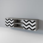 CLASSIC ZIG ZAG Mueble de TV de 2 Puertas en Acabado Gris