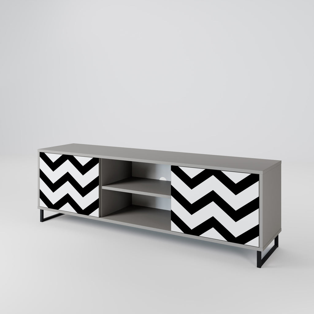 CLASSIC ZIG ZAG 2-Door TV Stand in Grey Finish