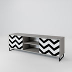 CLASSIC ZIG ZAG Mueble de TV de 2 Puertas en Acabado Gris