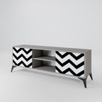 CLASSIC ZIG ZAG Mueble de TV de 2 Puertas en Acabado Gris