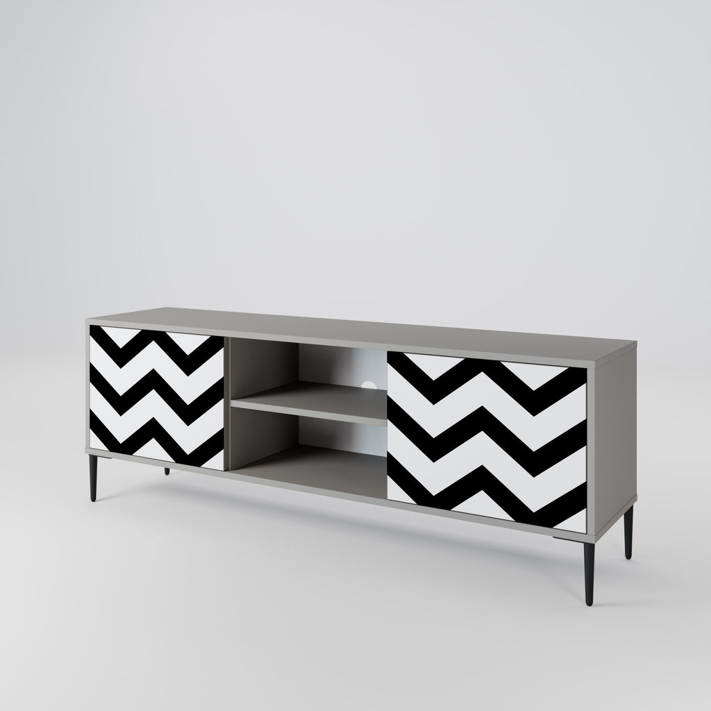 CLASSIC ZIG ZAG 2-Door TV Stand in Grey Finish
