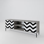 CLASSIC ZIG ZAG Mueble de TV de 2 Puertas en Acabado Gris