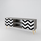 CLASSIC ZIG ZAG Mueble de TV de 2 Puertas en Acabado Gris