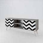 CLASSIC ZIG ZAG Mueble de TV de 2 Puertas en Acabado Gris