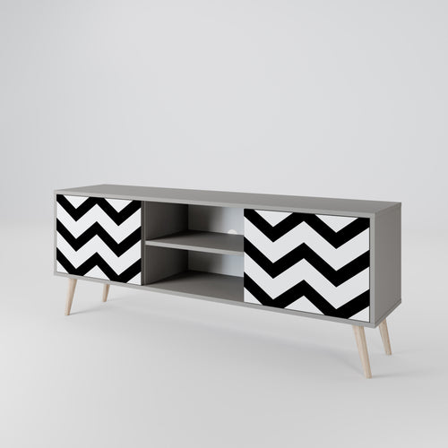 CLASSIC ZIG ZAG Mueble de TV de 2 Puertas en Acabado Gris