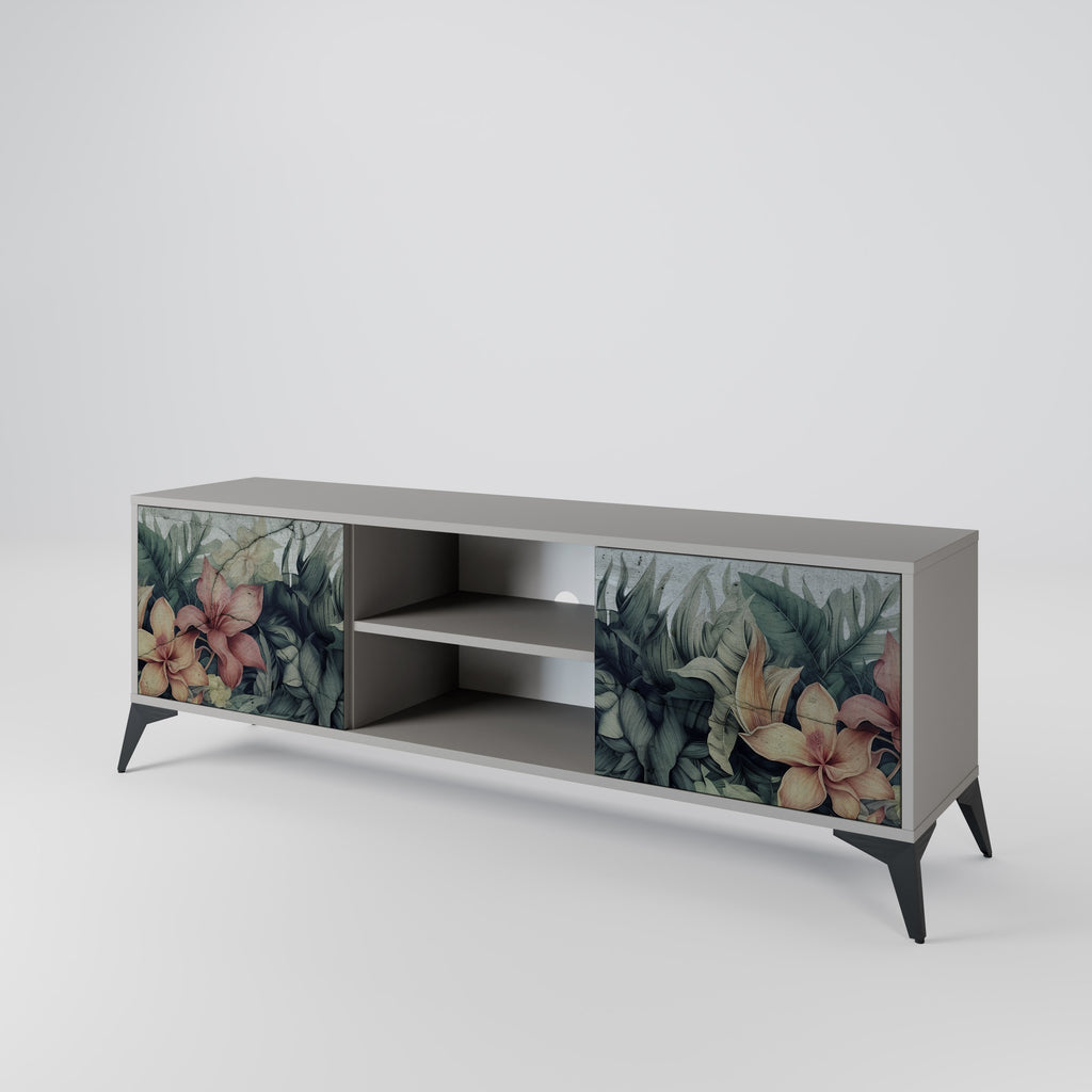 HEAVENLY BLOOM 2-Door TV Stand in Grey Finish