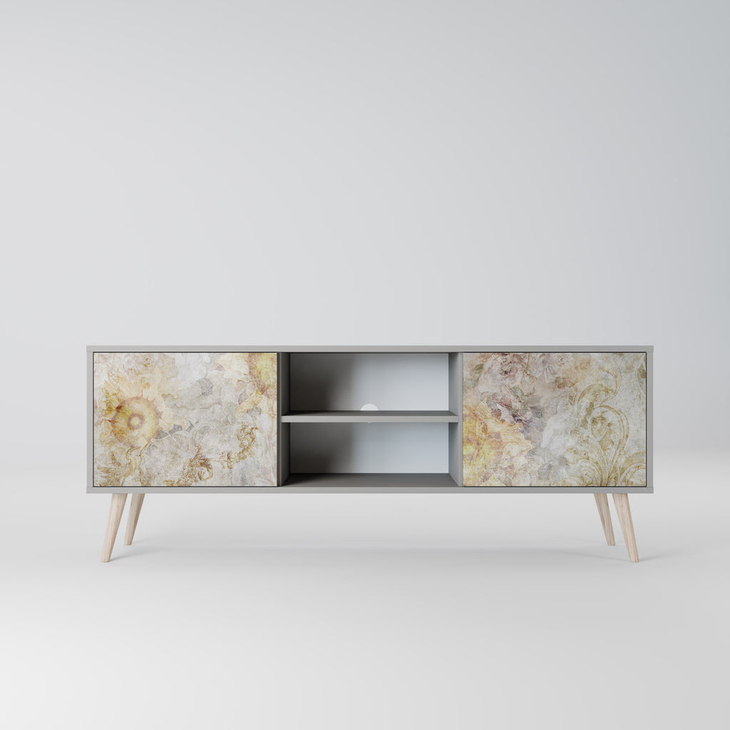 SUNFLOWER BLUR 2-Door TV Stand in Grey Finish