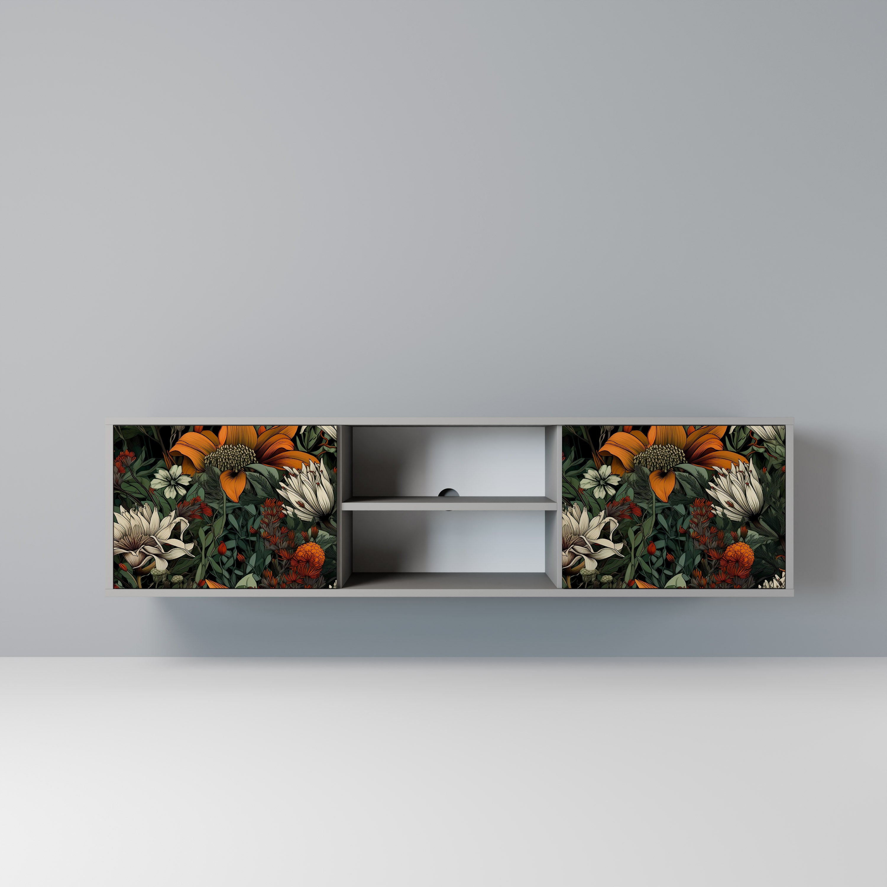 MIDNIGHT SPROUT 2-Door TV Stand in Grey Finish