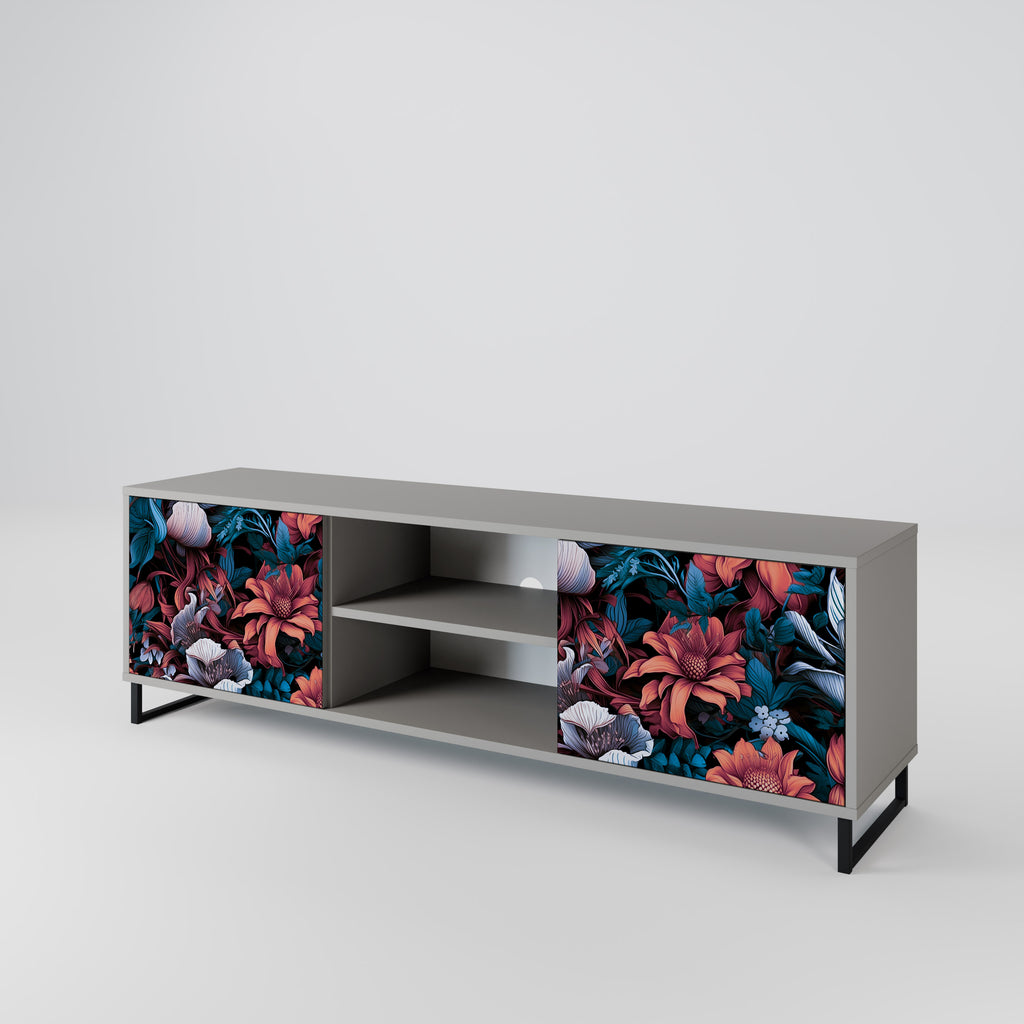 ETHEREAL BLOSSOMS 2-Door TV Stand in Grey Finish