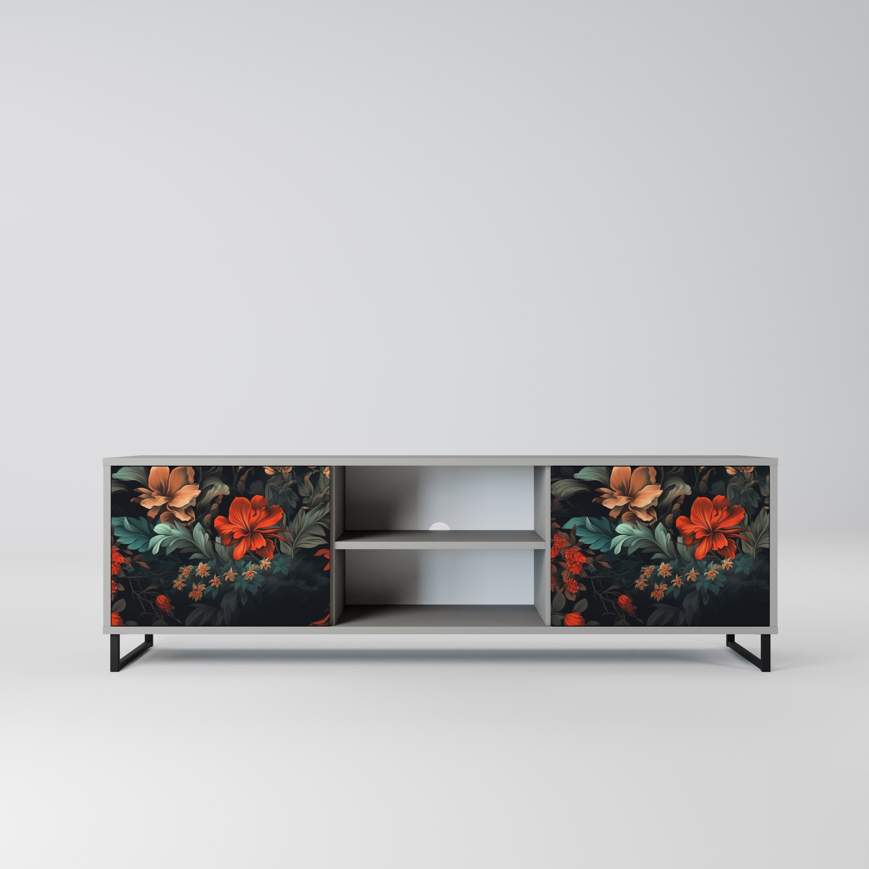 IMAGINARY BLOSSOM 2-Door TV Stand in Grey Finish