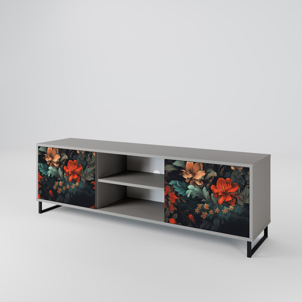 IMAGINARY BLOSSOM 2-Door TV Stand in Grey Finish