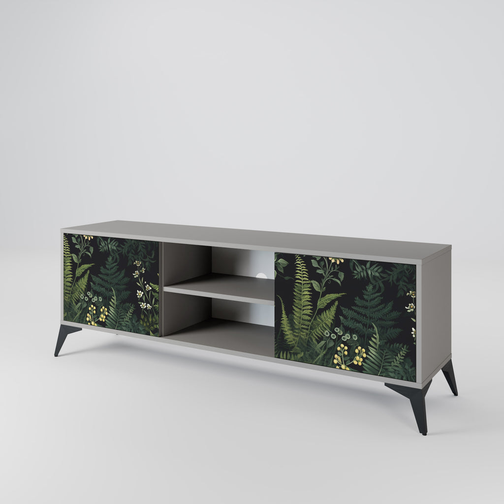 FERN FLOWERS 2-Door TV Stand in Grey Finish