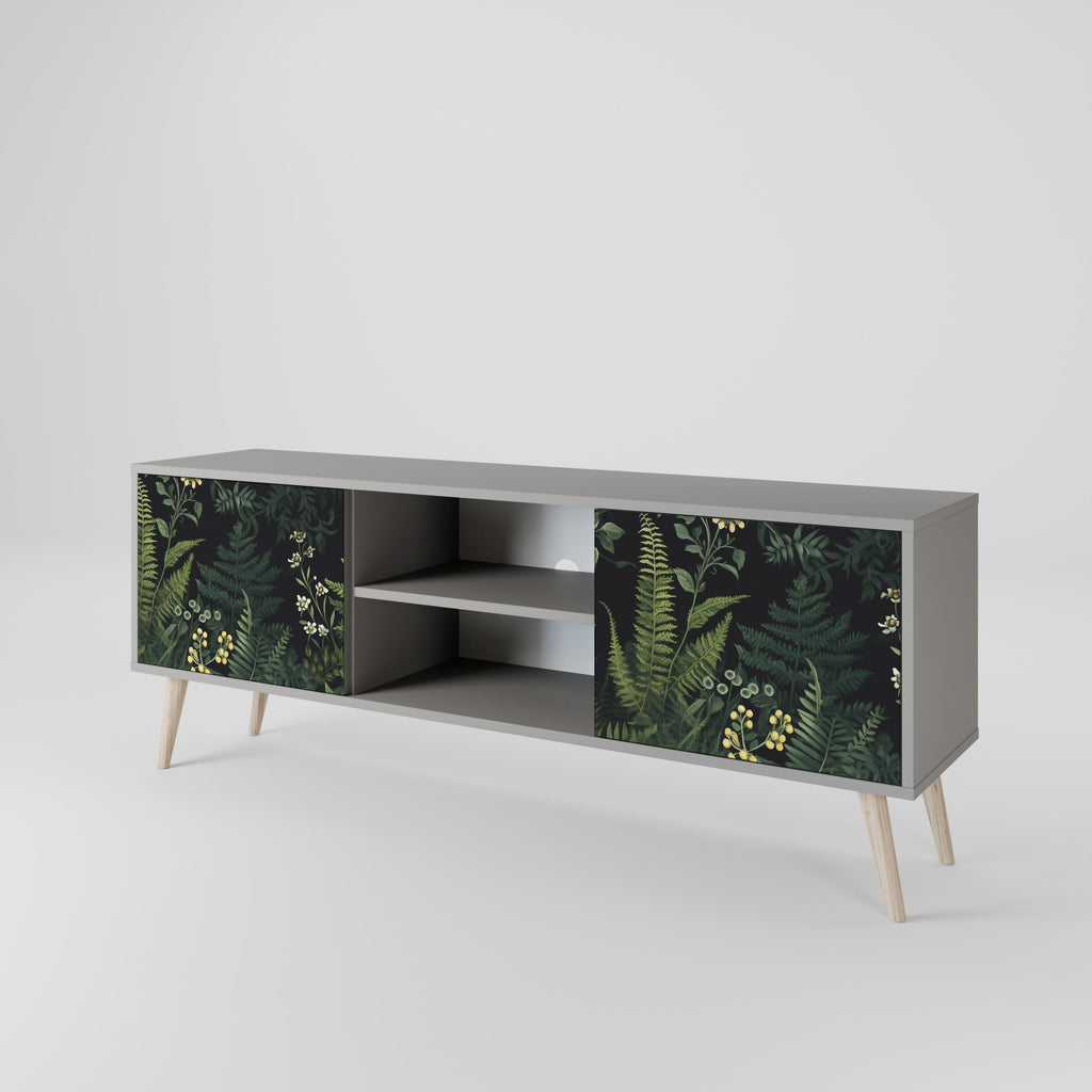 FERN FLOWERS 2-Door TV Stand in Grey Finish