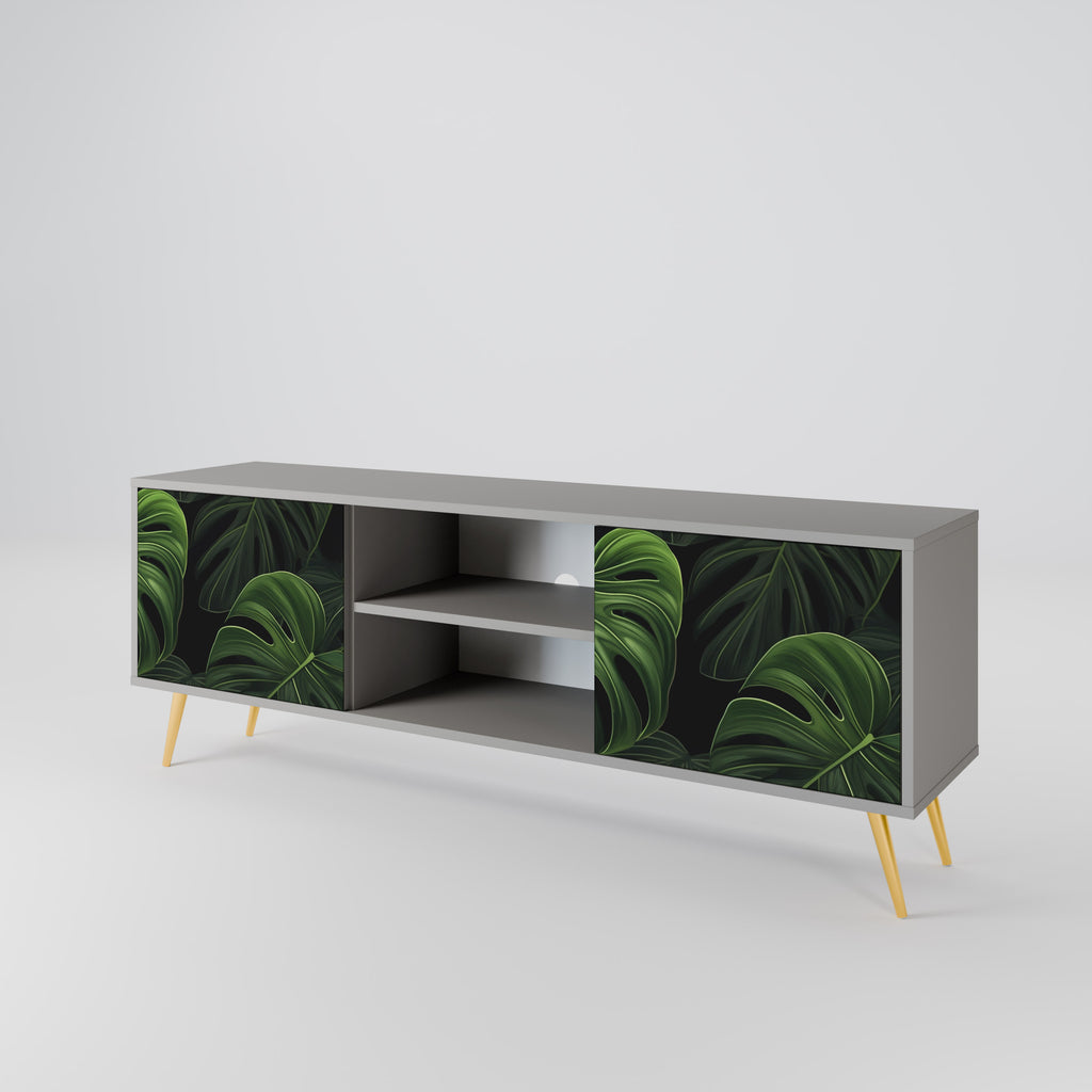 INFINITE MONSTERA 2-Door TV Stand in Grey Finish