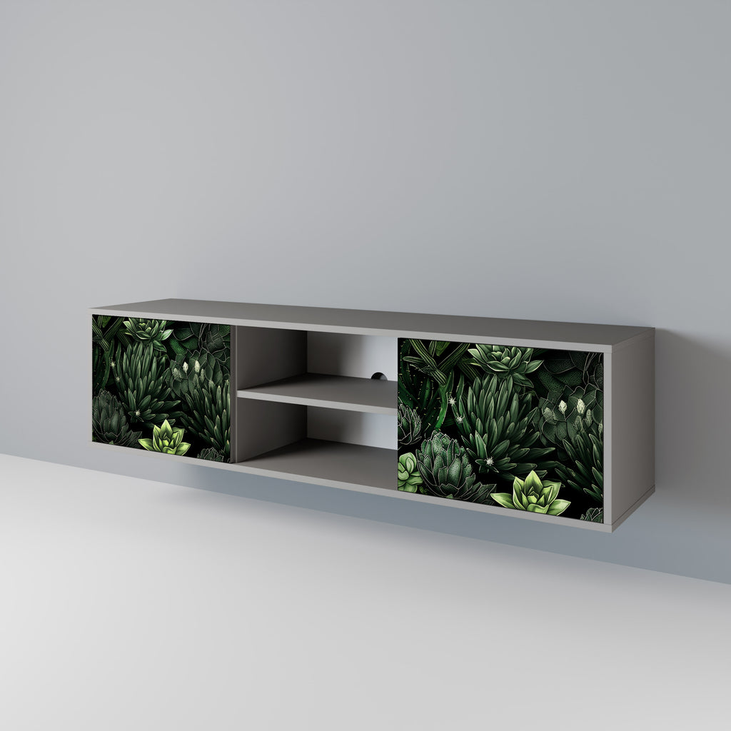 SUCCULENT JUNGLE 2-Door TV Stand in Grey Finish