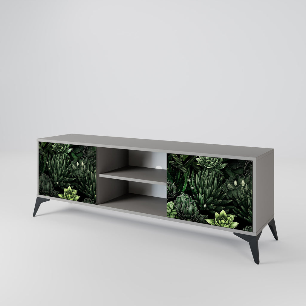 SUCCULENT JUNGLE 2-Door TV Stand in Grey Finish
