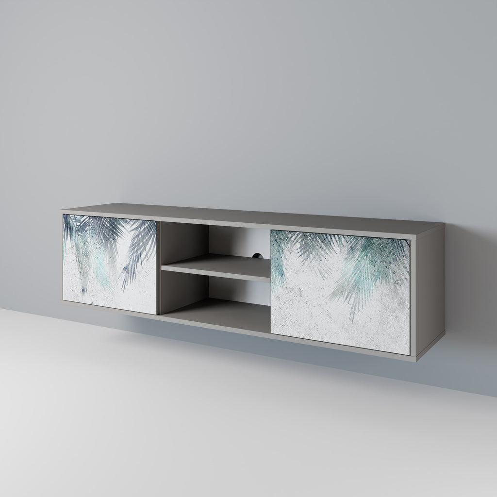 PALM VEIL 2-Door TV Stand in Grey Finish