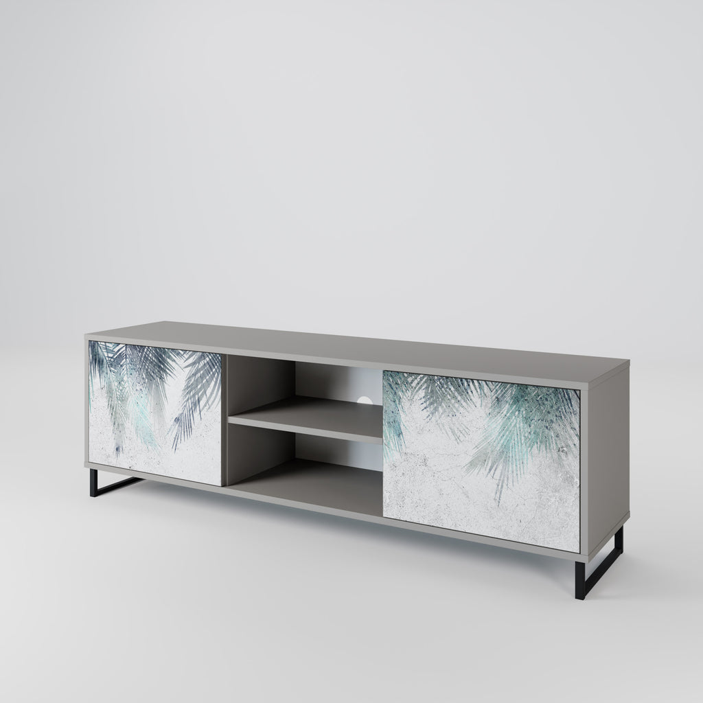 PALM VEIL 2-Door TV Stand in Grey Finish