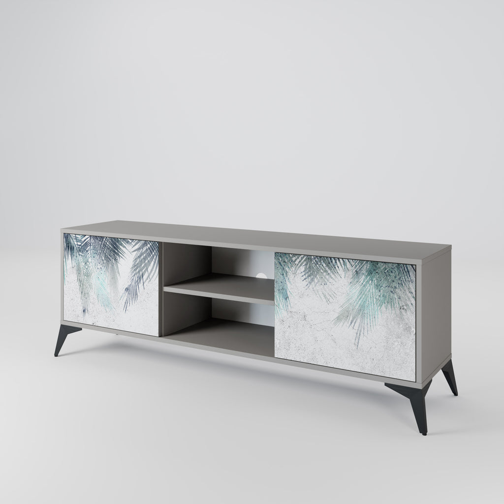 PALM VEIL 2-Door TV Stand in Grey Finish