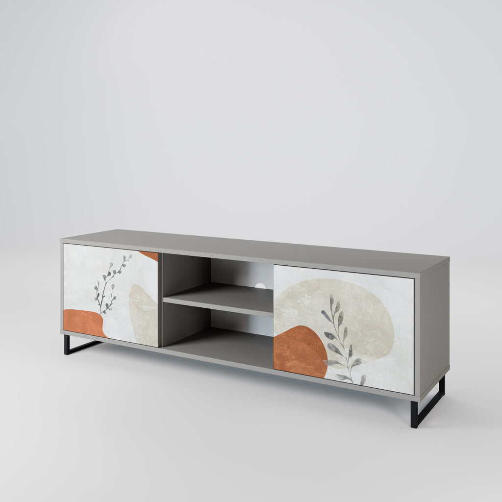 TRANQUIL TWIG 2-Door TV Stand in Grey Finish