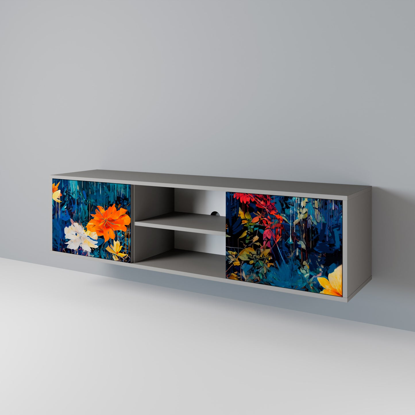 MIDNIGHT BLOSSOM Mueble de TV de 2 Puertas