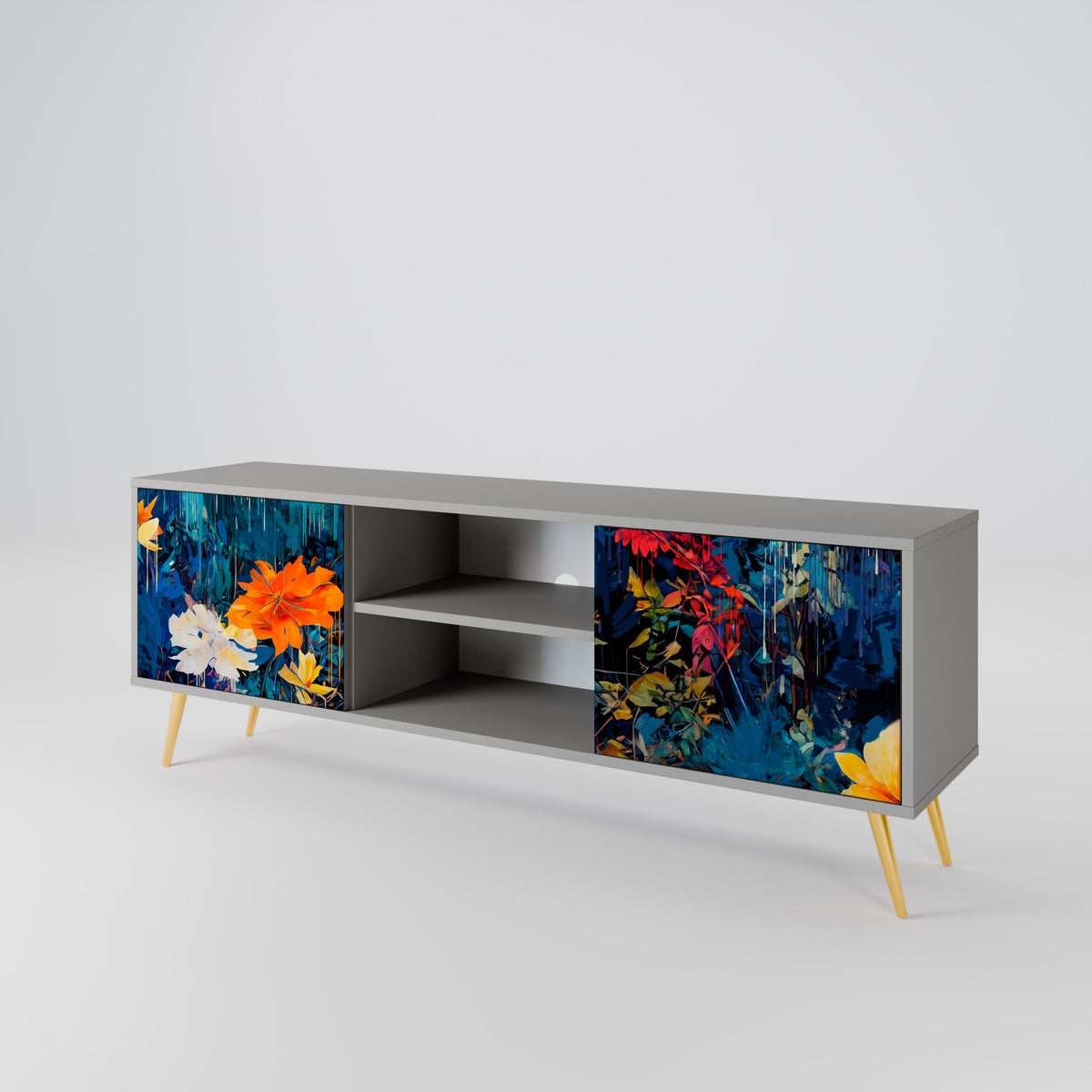 MIDNIGHT BLOSSOM Mueble de TV de 2 Puertas
