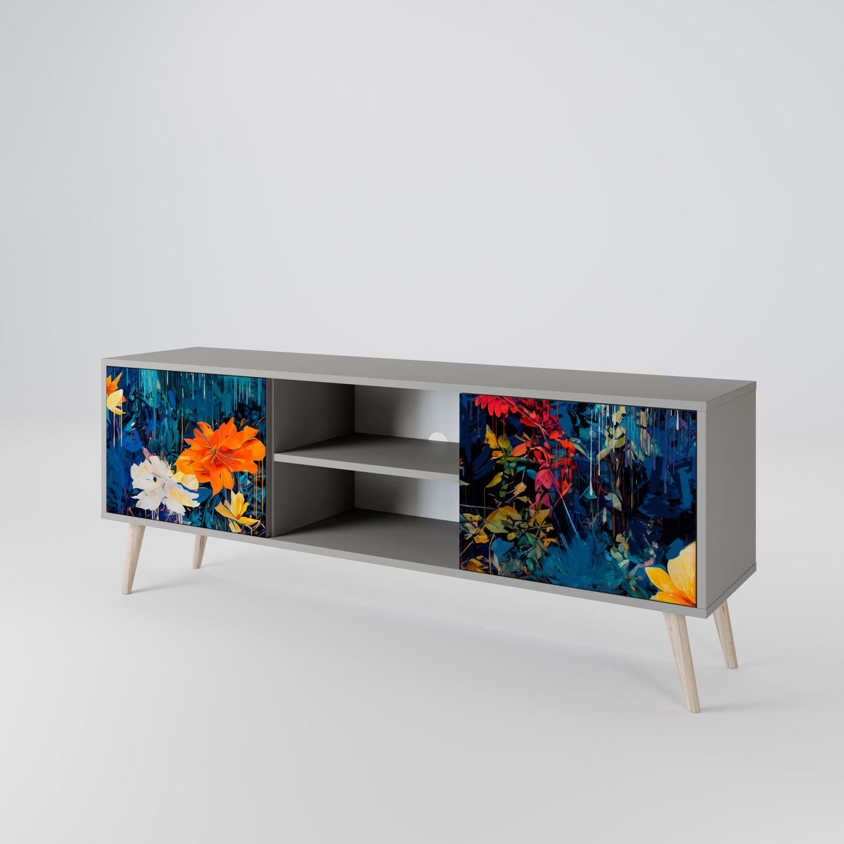 MIDNIGHT BLOSSOM Mueble de TV de 2 Puertas