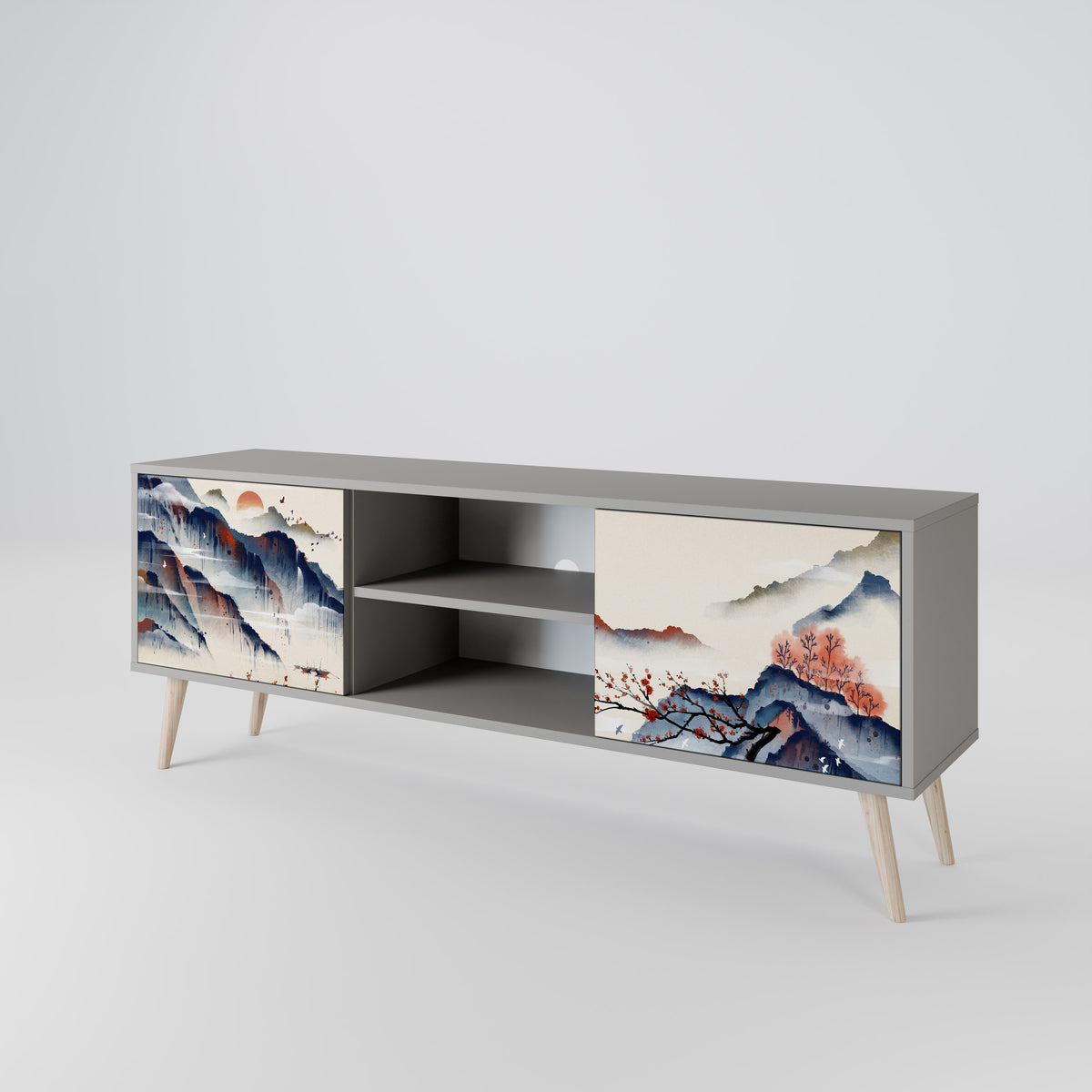 JAPANESE LANDSCAPE Mueble de TV de 2 Puertas