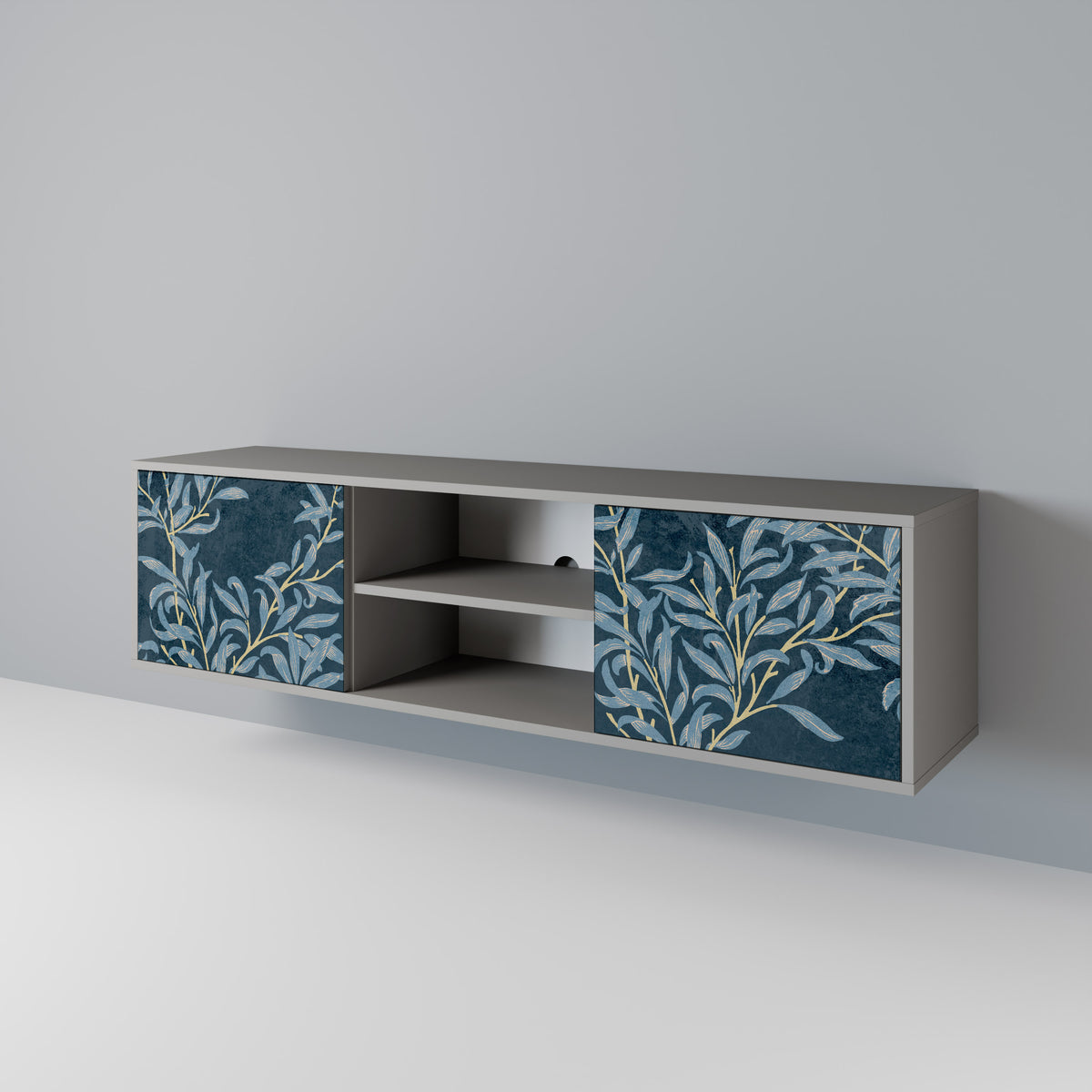 BLUE LEAVES Mueble de TV de 2 Puertas