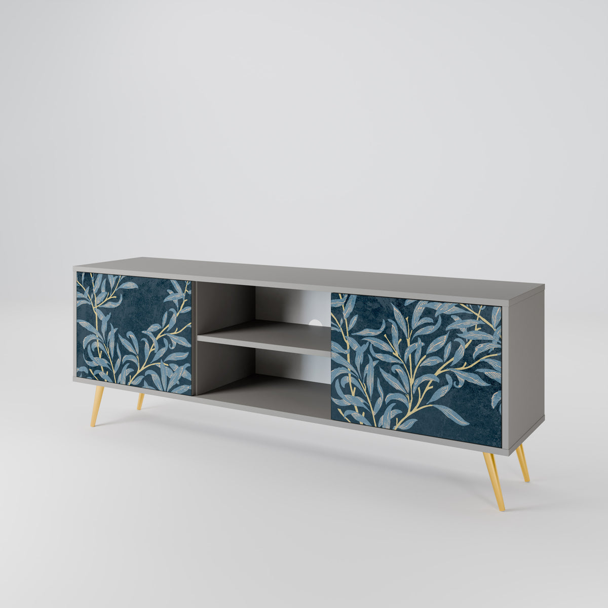 BLUE LEAVES Mueble de TV de 2 Puertas