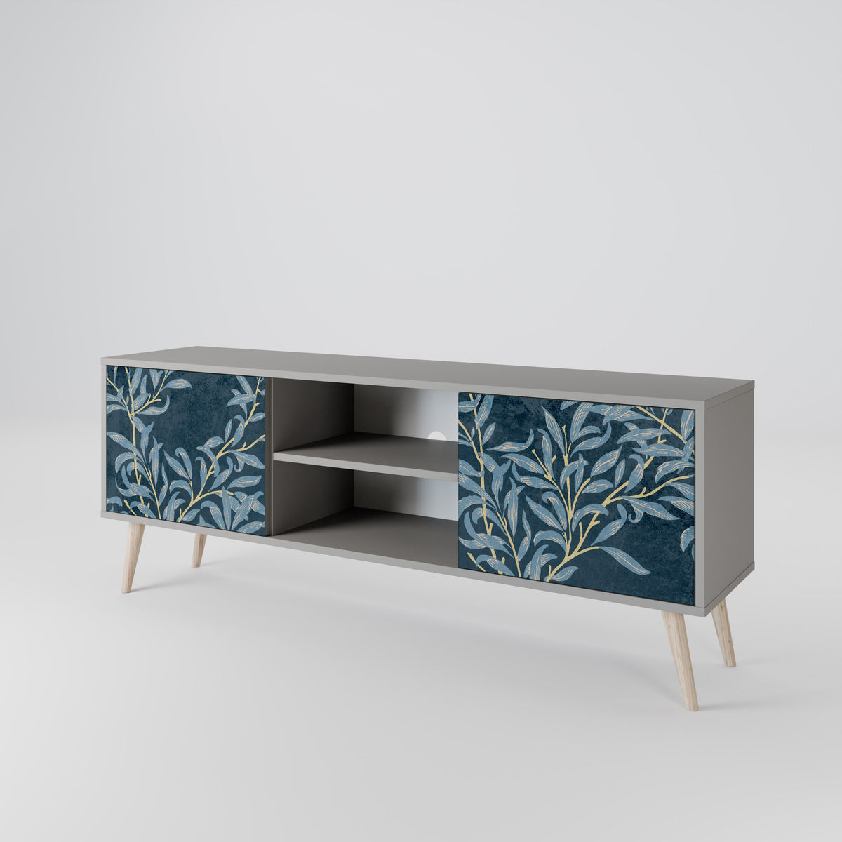 BLUE LEAVES Mueble de TV de 2 Puertas