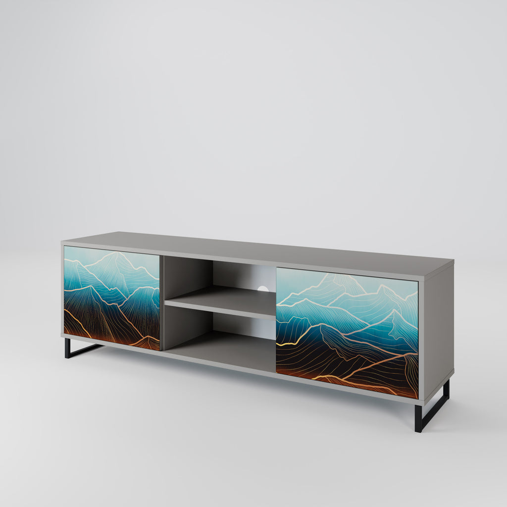 LUNAR SECRETS 2-Door TV Stand in Grey Finish