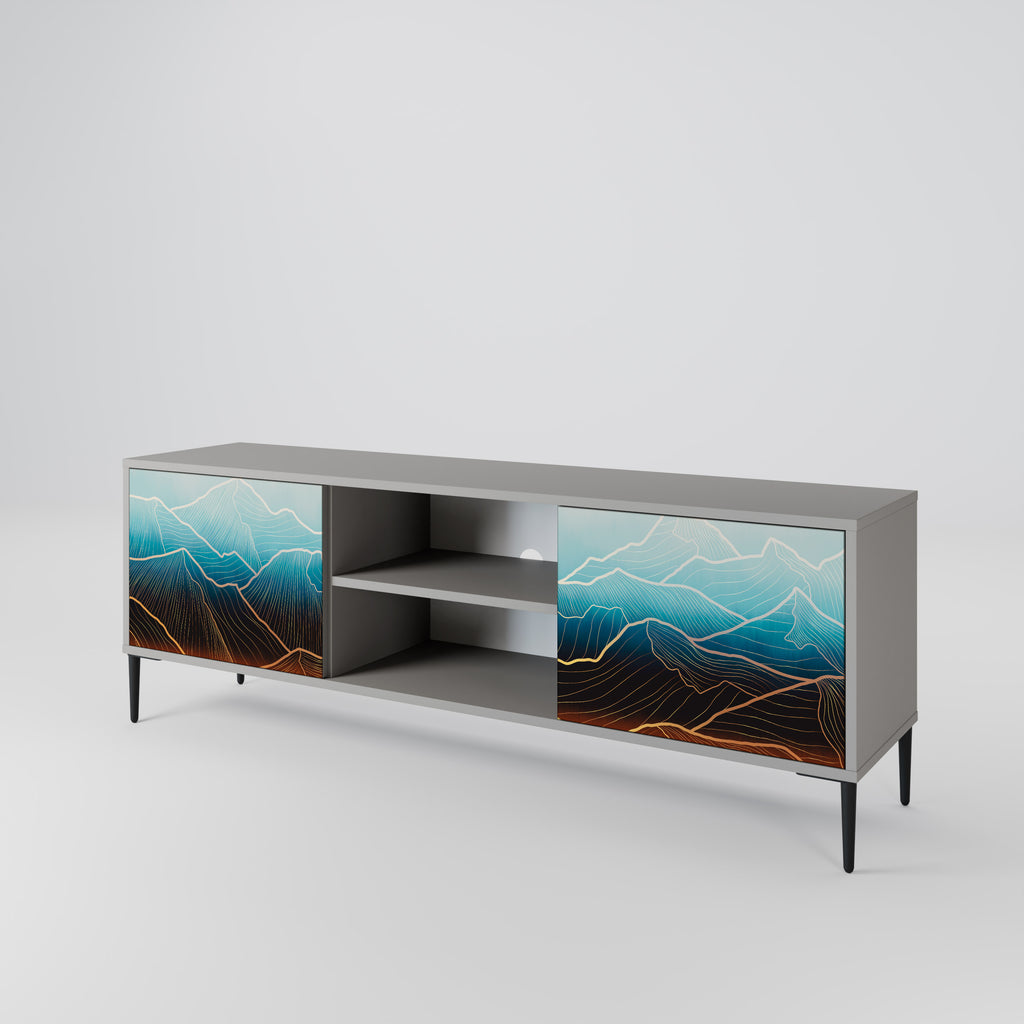 LUNAR SECRETS 2-Door TV Stand in Grey Finish