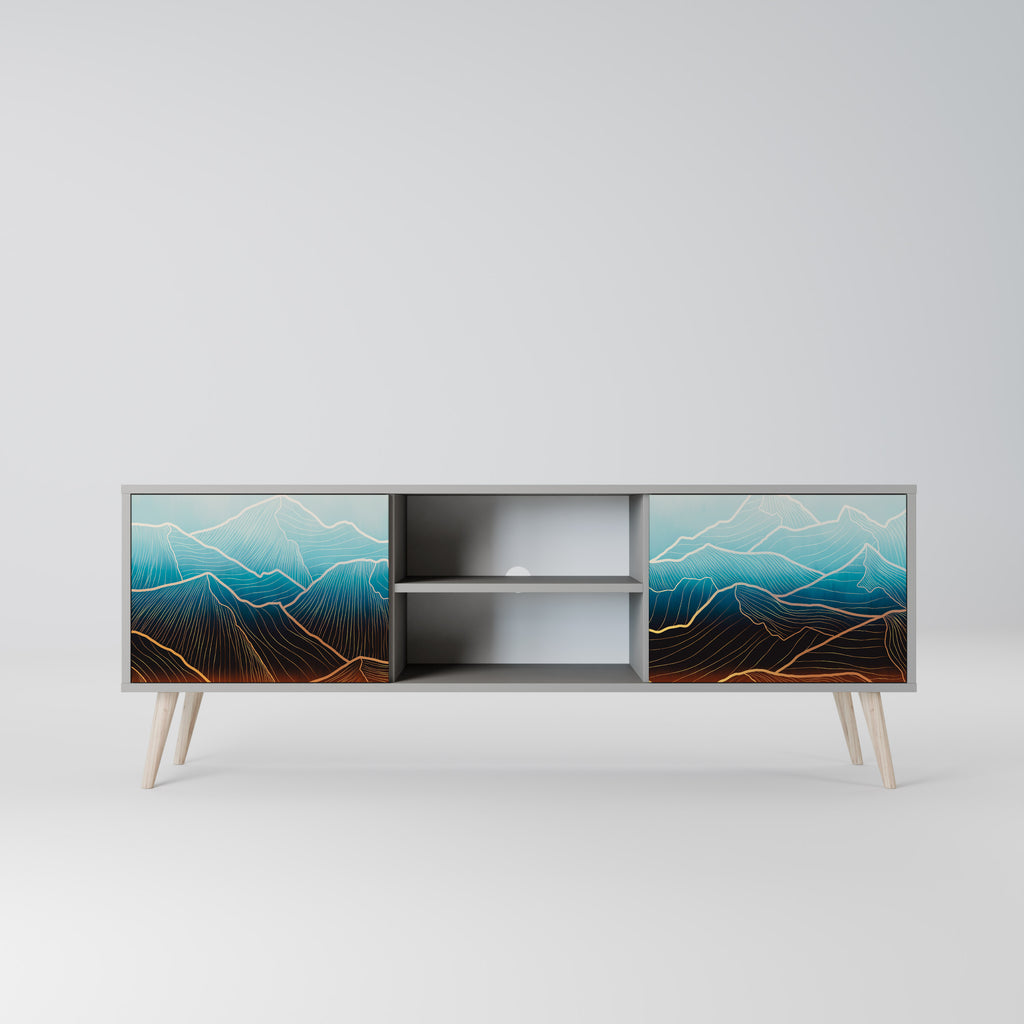 LUNAR SECRETS 2-Door TV Stand in Grey Finish