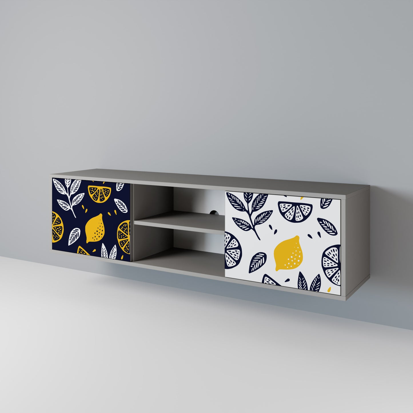 CITRUS BLACK AND WHITE Mueble de TV de 2 Puertas