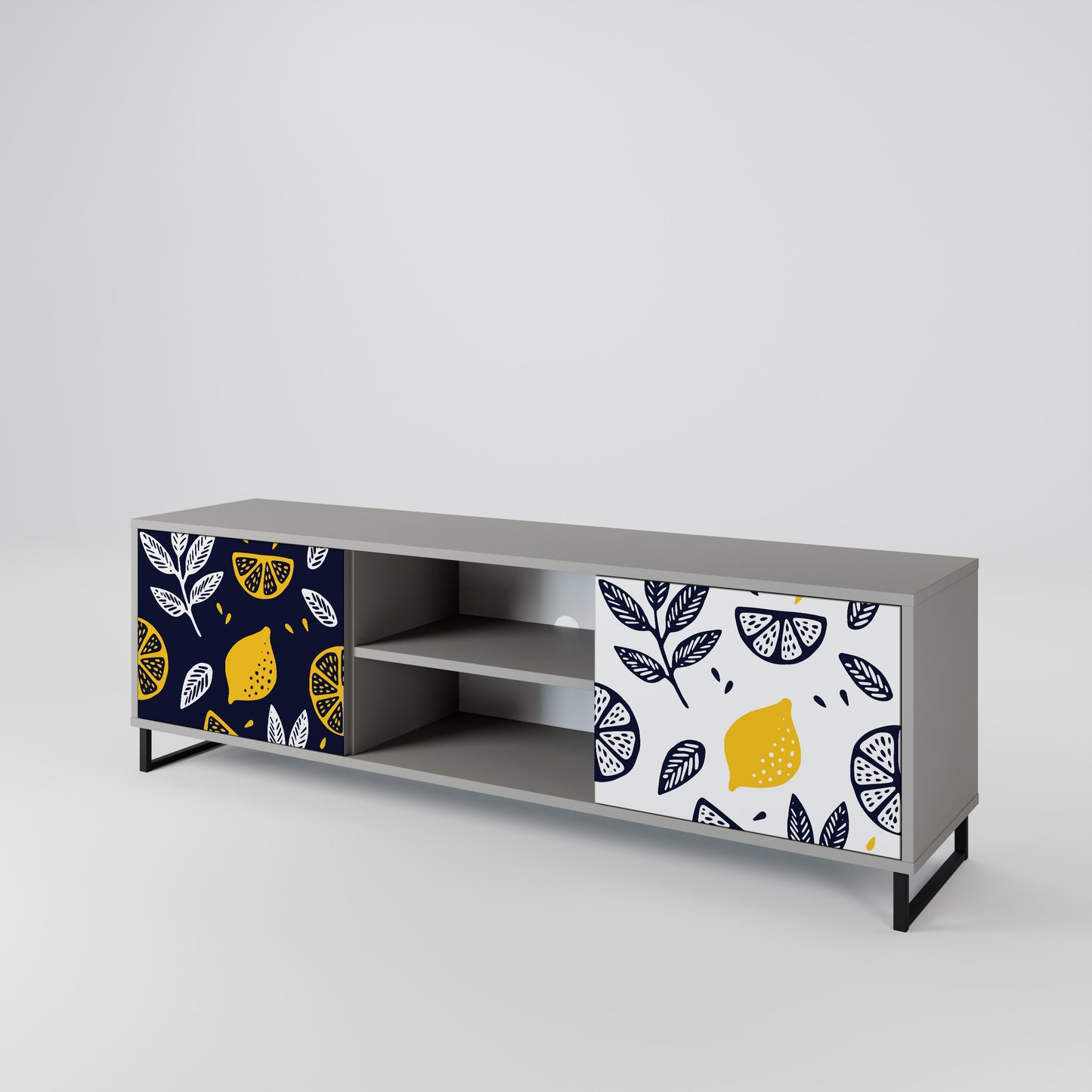 CITRUS BLACK AND WHITE Mueble de TV de 2 Puertas