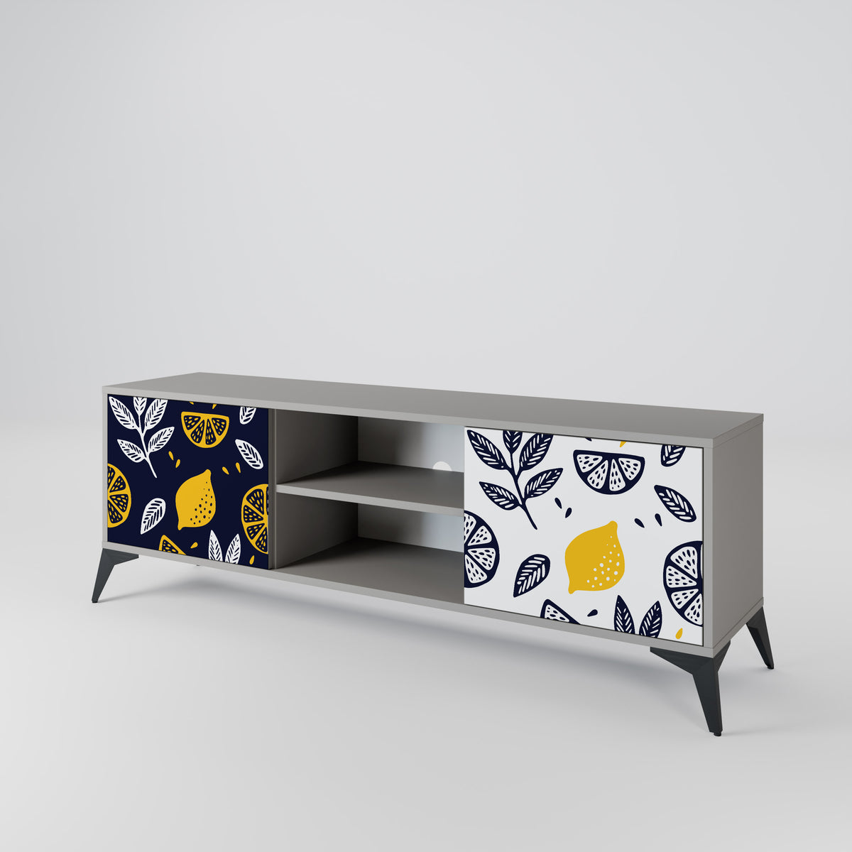 CITRUS BLACK AND WHITE Mueble de TV de 2 Puertas
