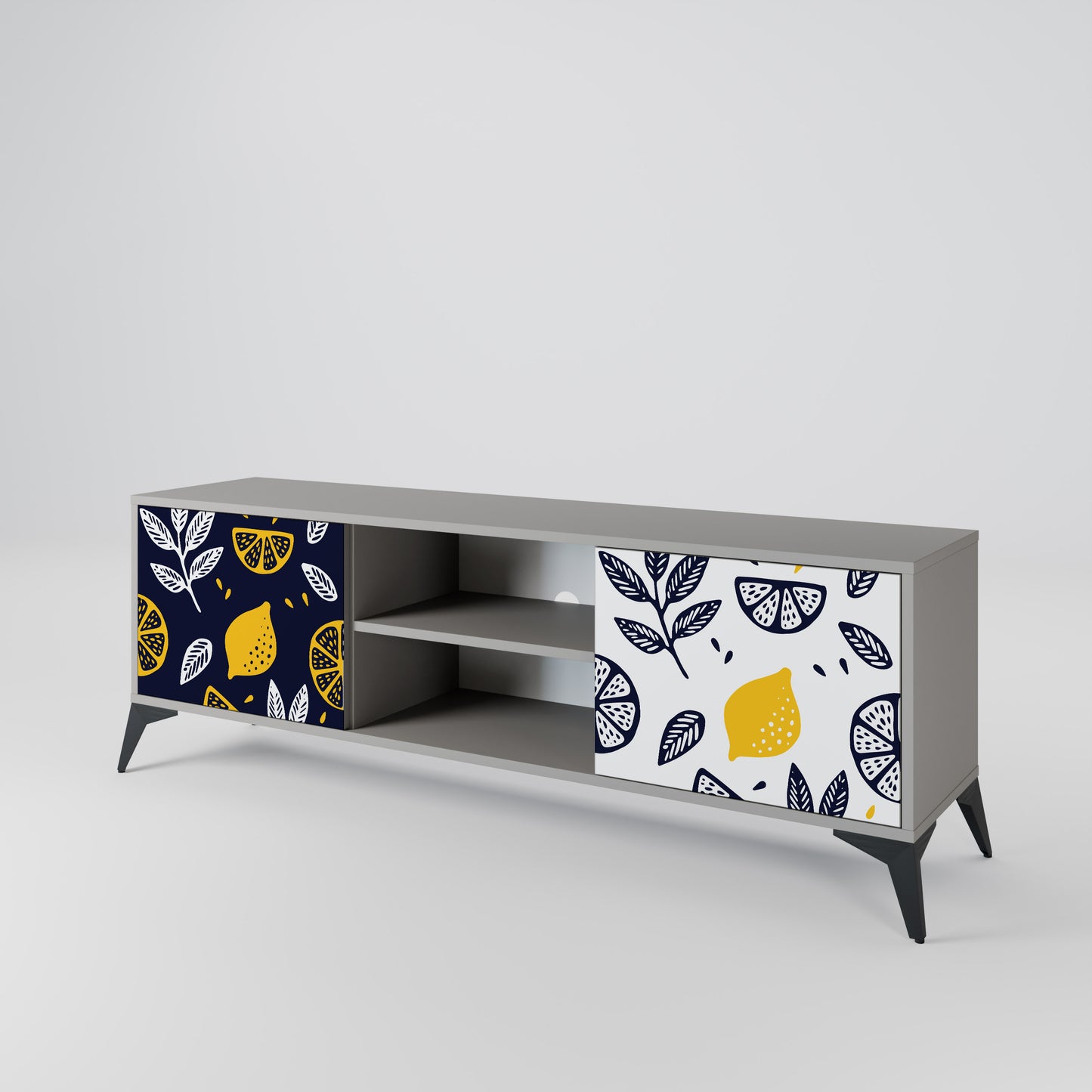 CITRUS BLACK AND WHITE Mueble de TV de 2 Puertas