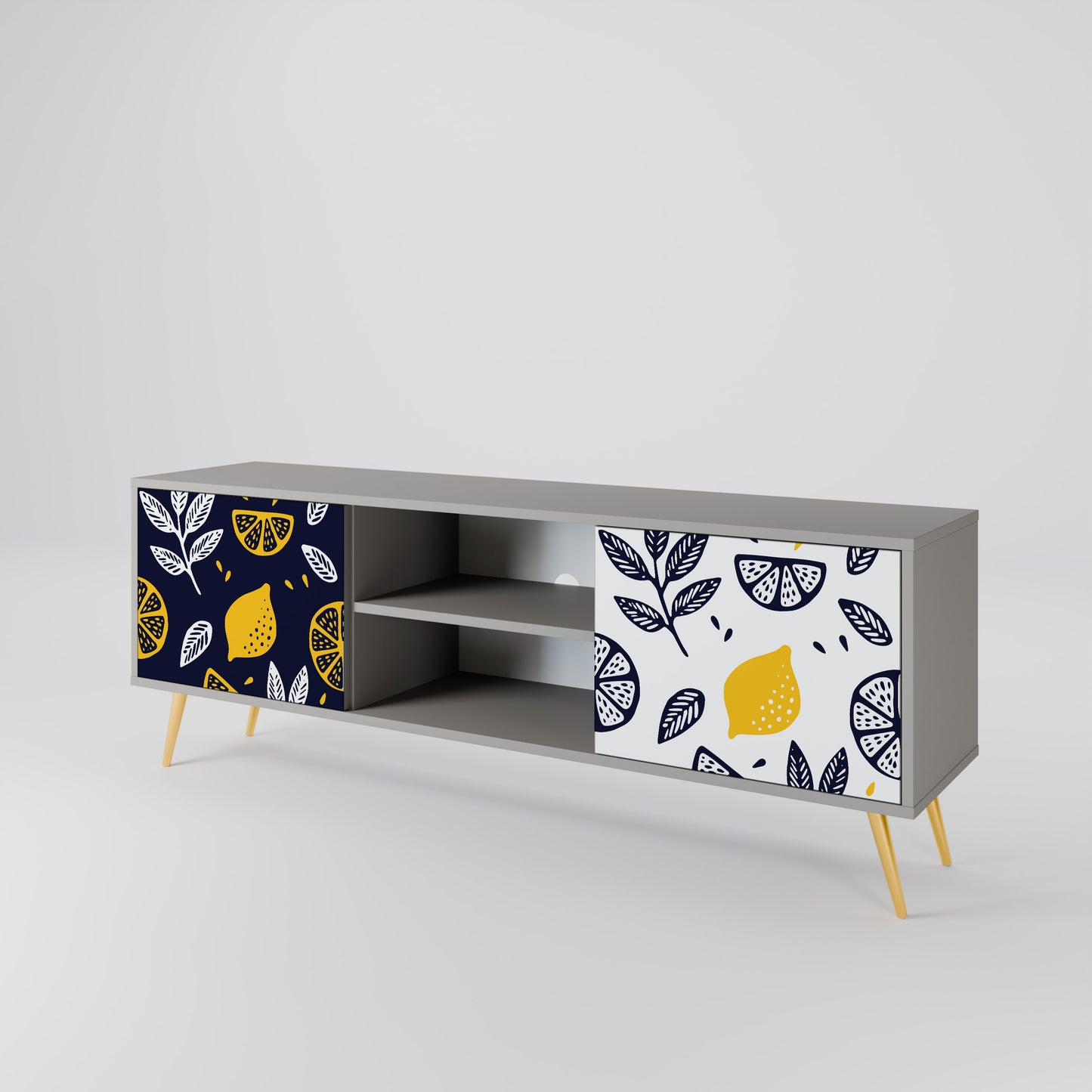 CITRUS BLACK AND WHITE Mueble de TV de 2 Puertas