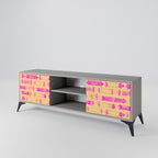 SKATEBOARD ARTISTRY 2-Door TV Stand in Grey Finish